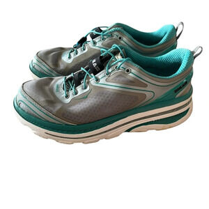 Hoka One One W Bondi 3 Women US 9 Silver Blue Running Shoes Sneakers C9